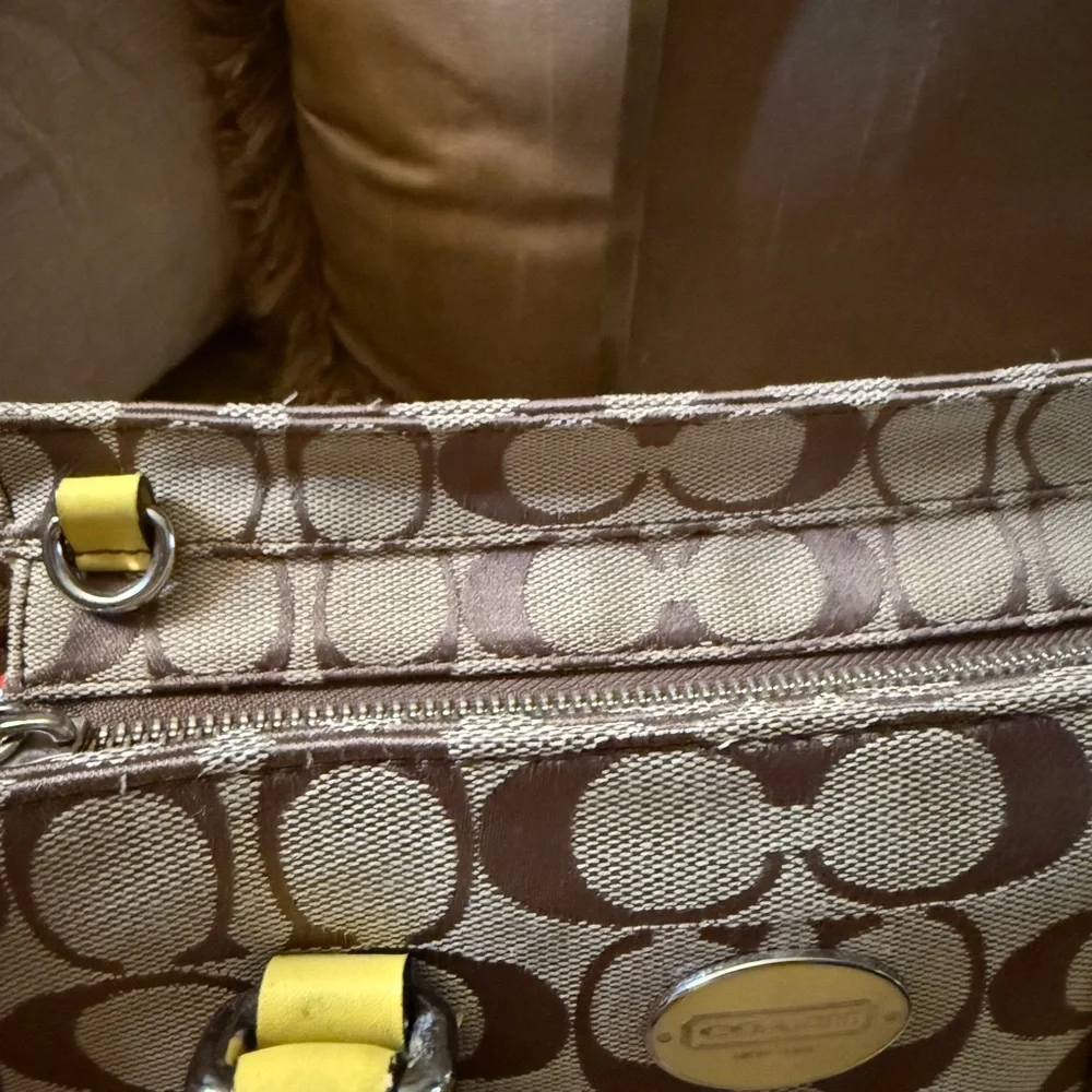 Coach F48879 Signature Mini Tanner shoulder bag in coach canvas/yellow leather - Picture 12 of 16